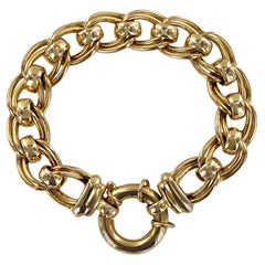 14 Karat Yellow Gold Heavy Link Estate Bracelet