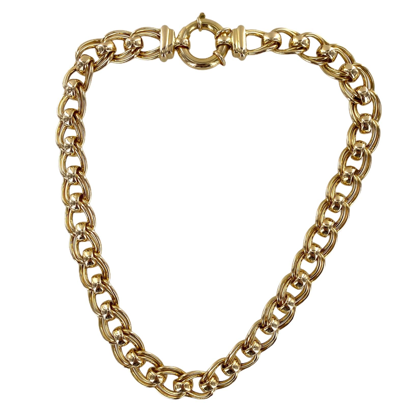 Modern 14 Karat Yellow Gold Heavy Link Vintage Necklace