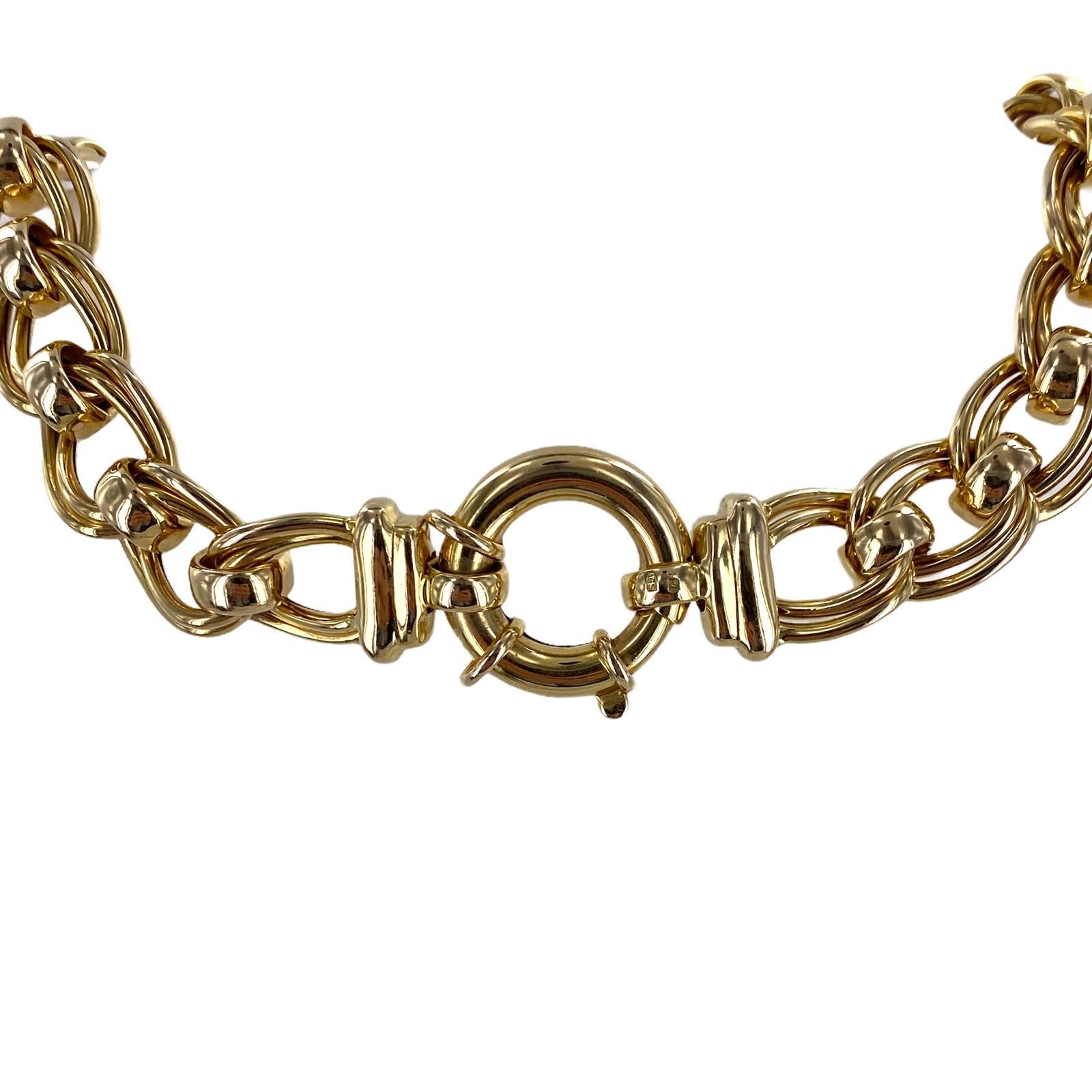 14 Karat Yellow Gold Heavy Link Vintage Necklace In Excellent Condition In Boca Raton, FL