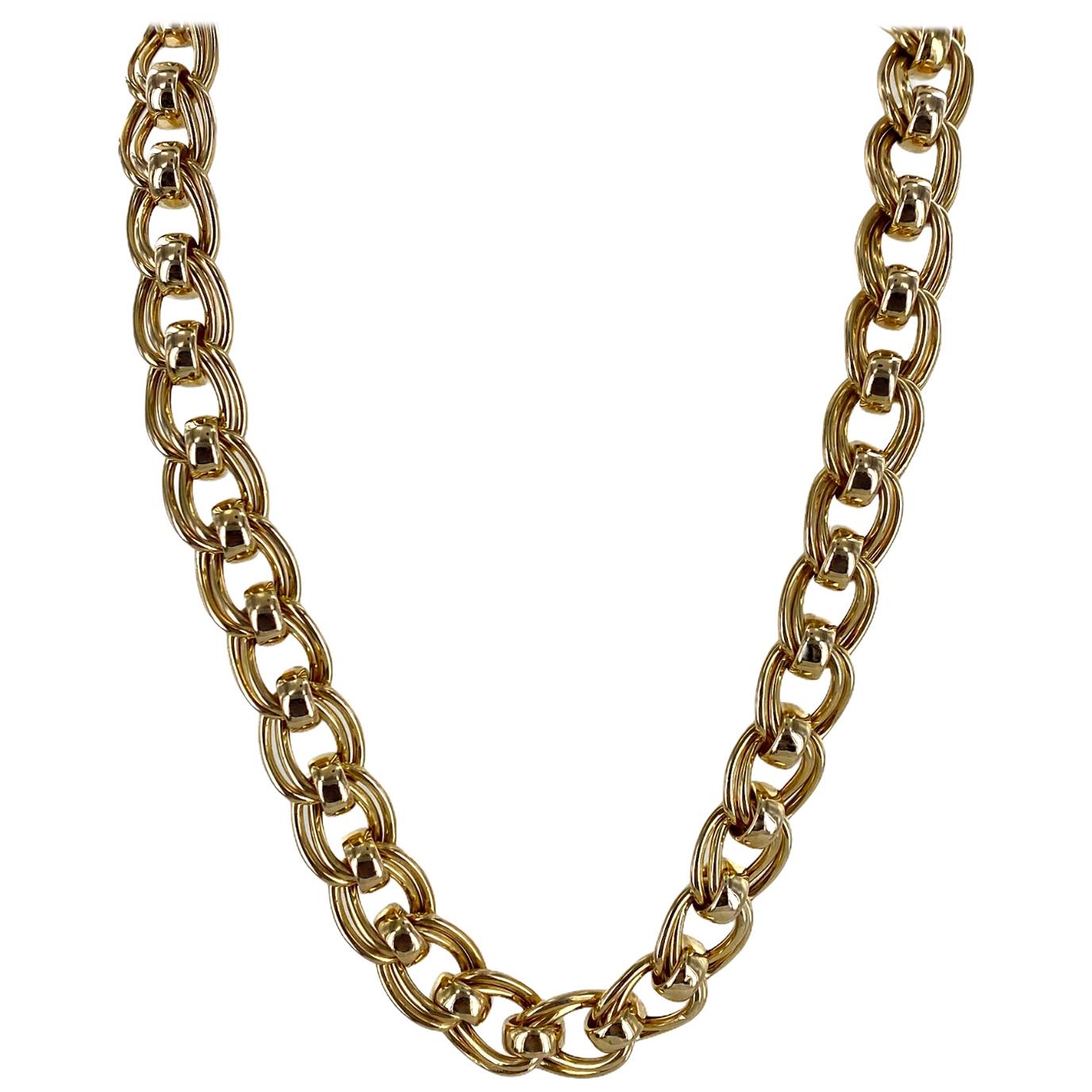 14 Karat Yellow Gold Heavy Link Vintage Necklace