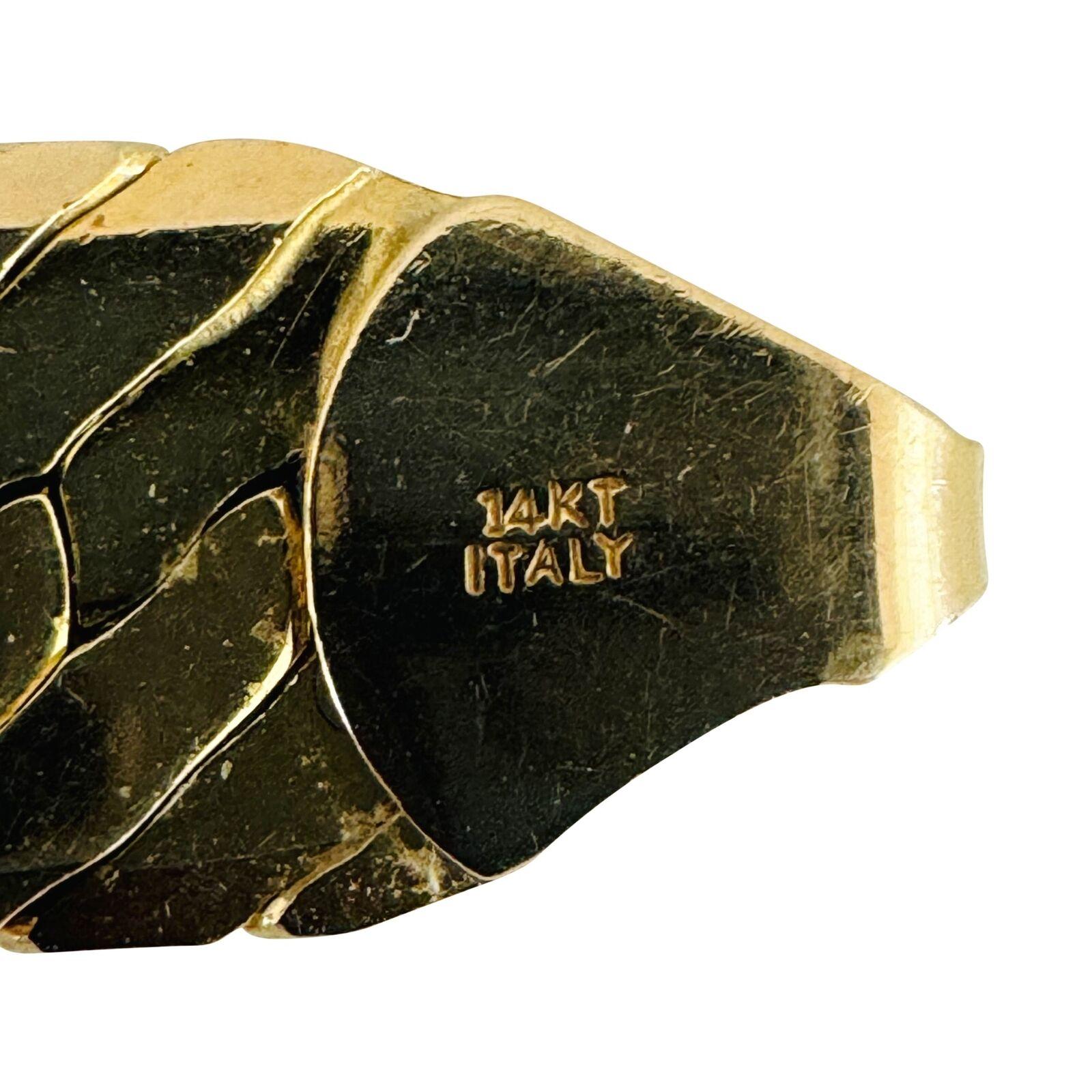 14 Karat Gelbgold Schwere lange Fischgrät-Gliederhalskette Italien 3