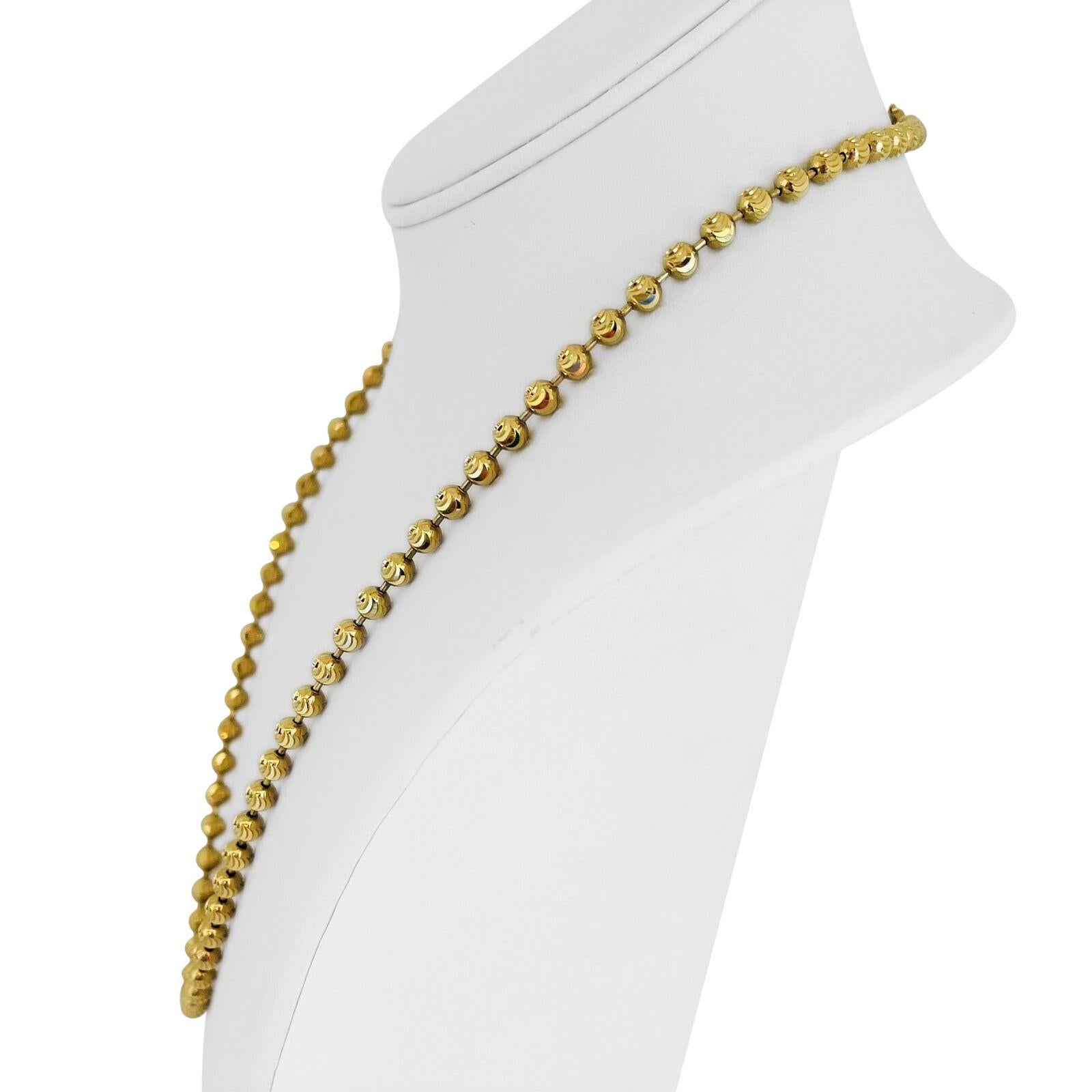 14k Gelbgold 35,9g Heavy Moon Cut 5mm Ball Bead Link Chain Halskette 22
