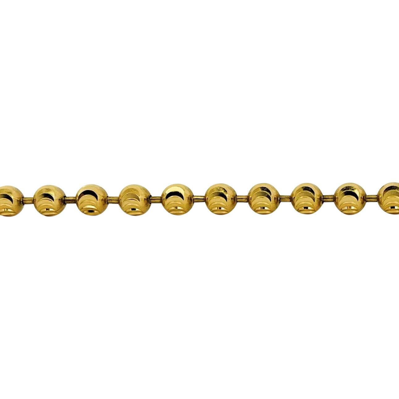 14 Karat Gelbgold Schwere Mondschliff Kugel Perlen Gliederkette Halskette für Damen oder Herren