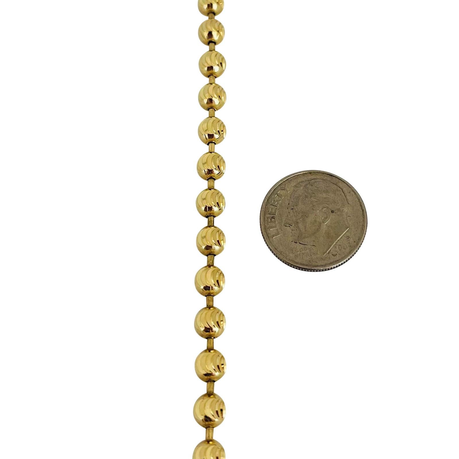 14 Karat Gelbgold Schwere Mondschliff Kugel Perlen Gliederkette Halskette 1