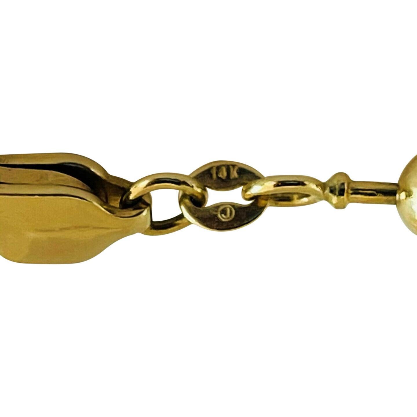 14 Karat Gelbgold Schwere Mondschliff Kugel Perlen Gliederkette Halskette 3