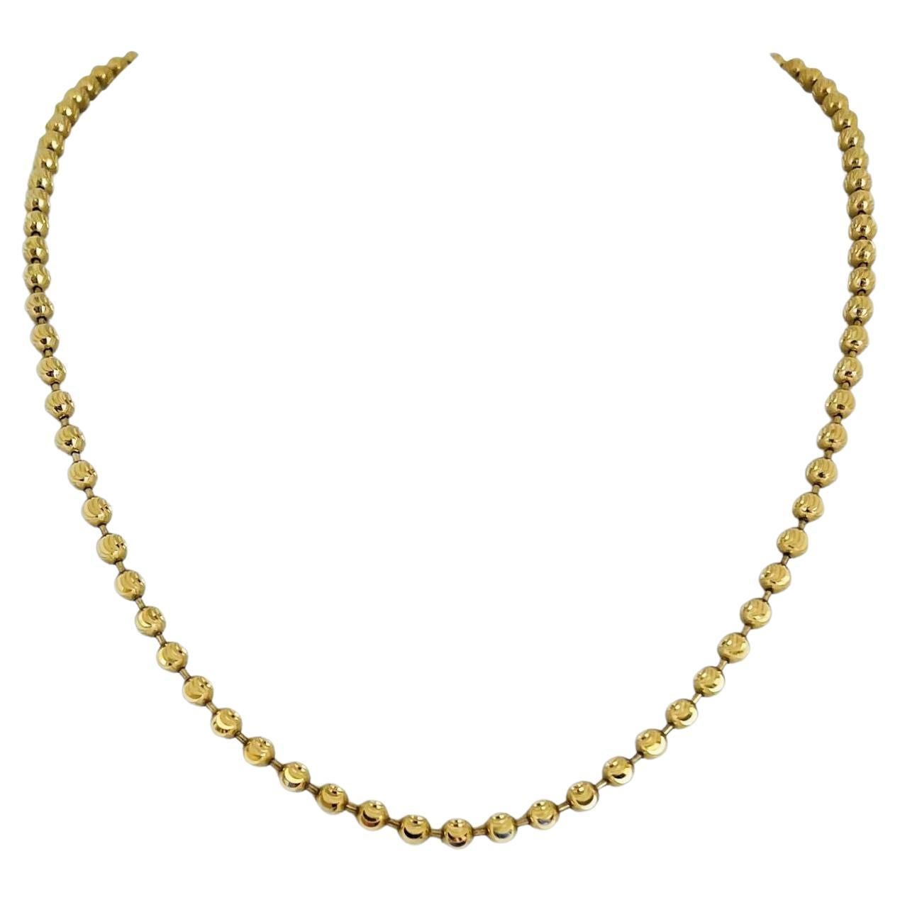 14 Karat Gelbgold Schwere Mondschliff Kugel Perlen Gliederkette Halskette