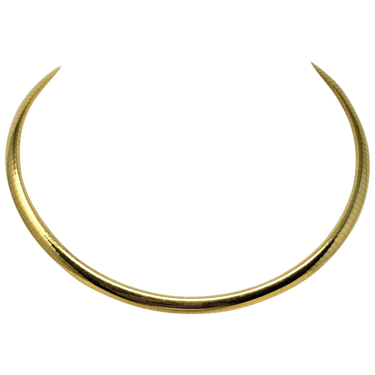 14 Karat Yellow Gold Heavy Omega Link Collar Necklace