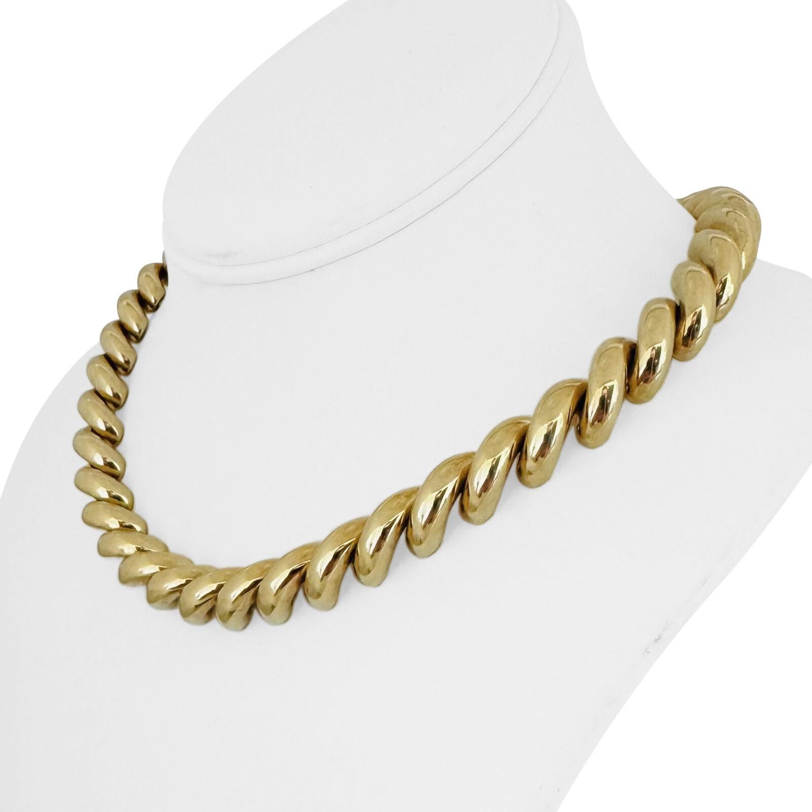 14k Gelbgold 79g Schwer poliert 11mm San Marco Link Halskette Italien 17