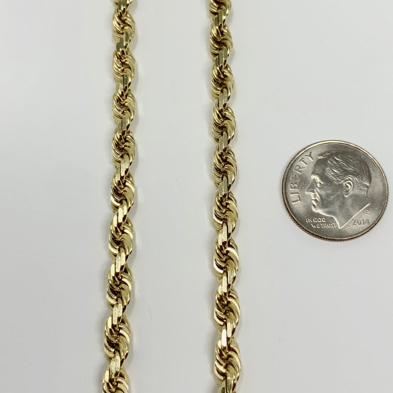 14 Karat Yellow Gold Heavy Rope Chain Necklace For Sale at 1stDibs