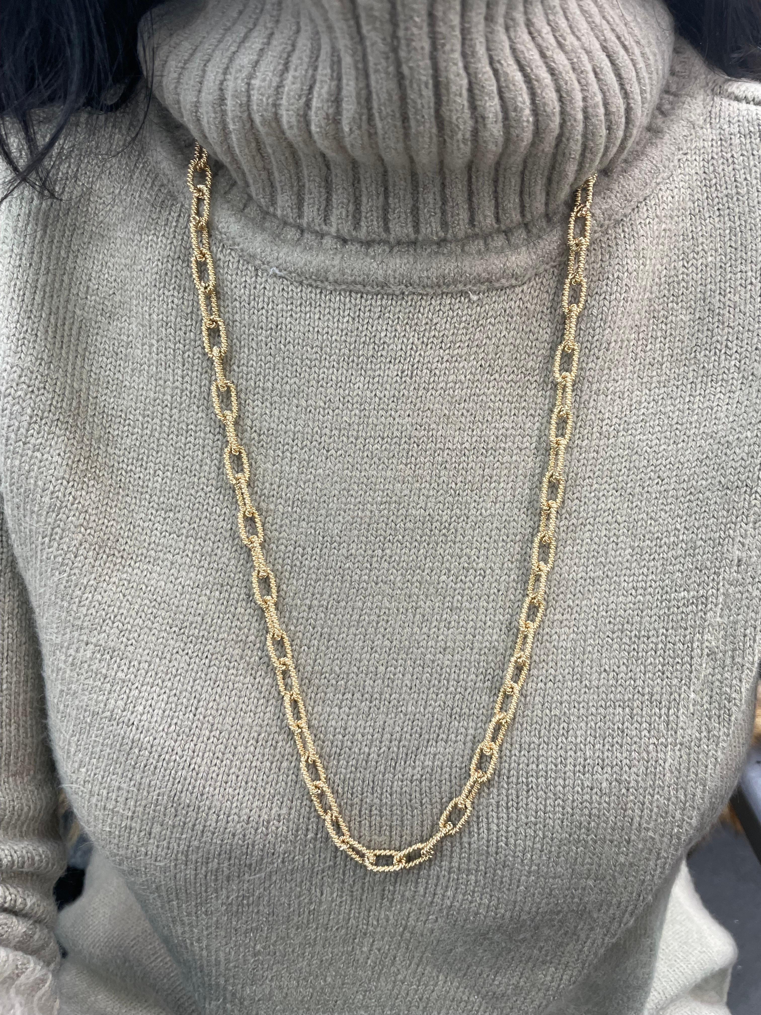 14 Karat Yellow Gold Heavy Rope Link Chain Necklace 84.5 Grams For Sale 4