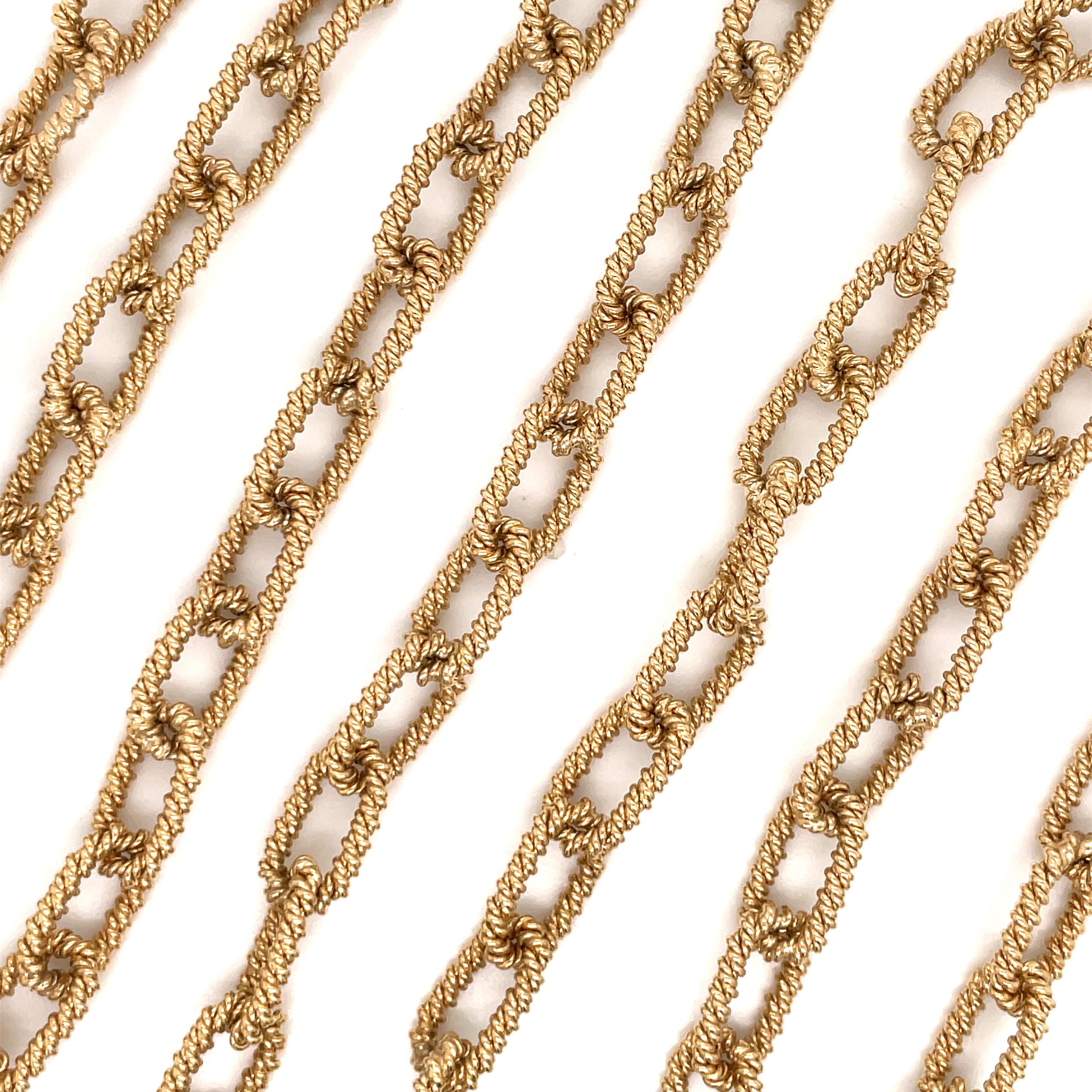 Contemporary 14 Karat Yellow Gold Heavy Rope Link Chain Necklace 84.5 Grams For Sale