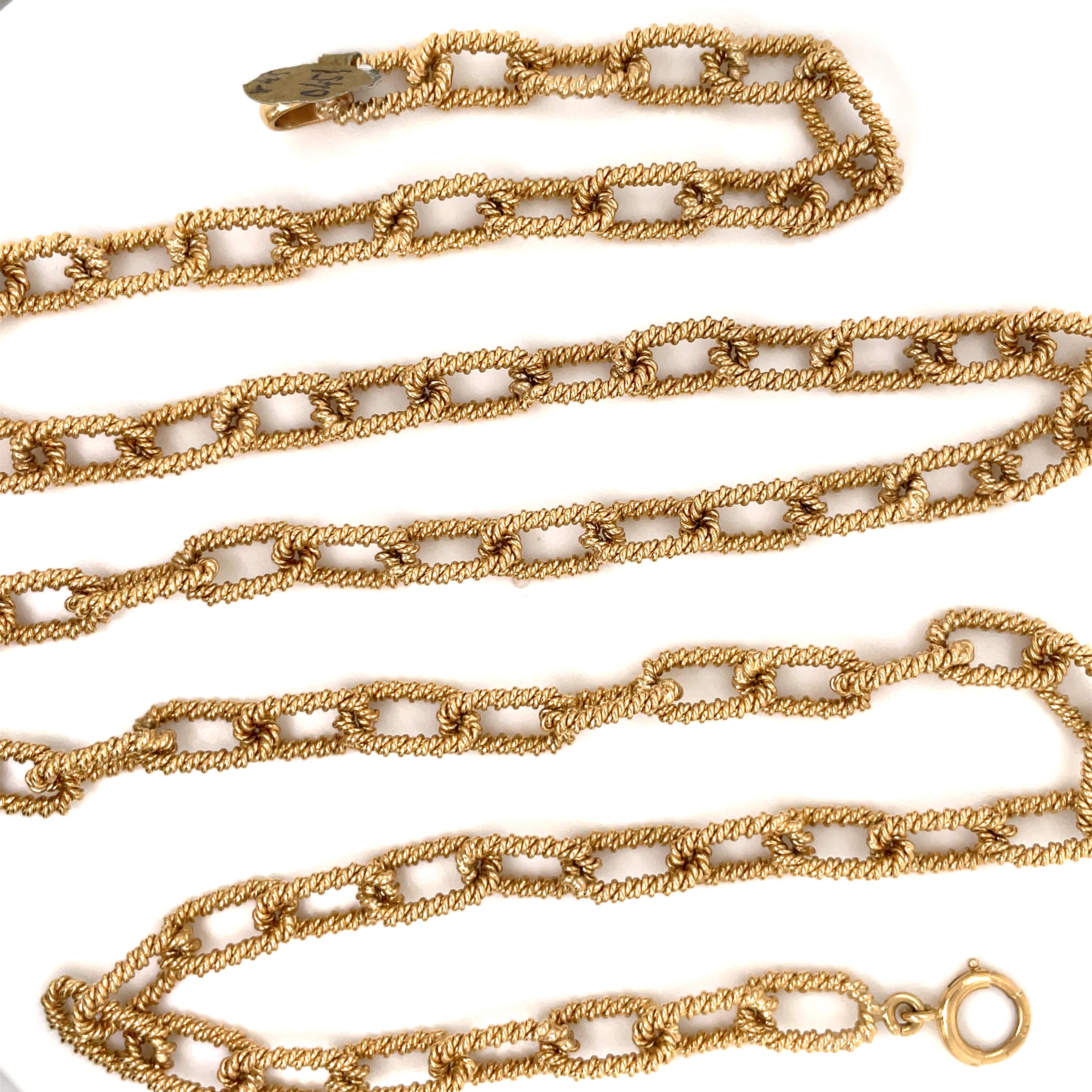 Contemporary 14 Karat Yellow Gold Heavy Rope Link Chain Necklace 84.5 Grams For Sale
