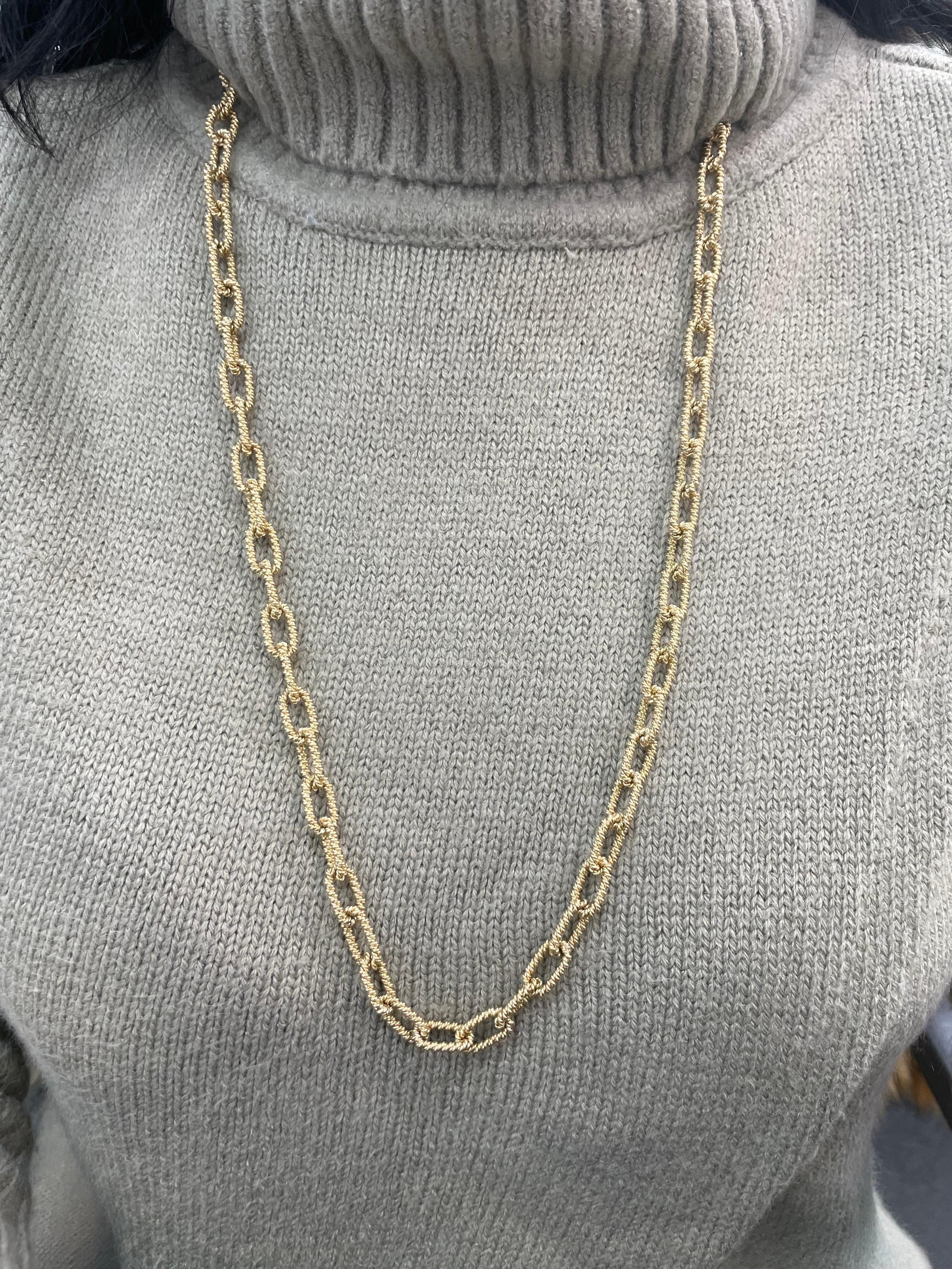 14 Karat Yellow Gold Heavy Rope Link Chain Necklace 84.5 Grams For Sale 3