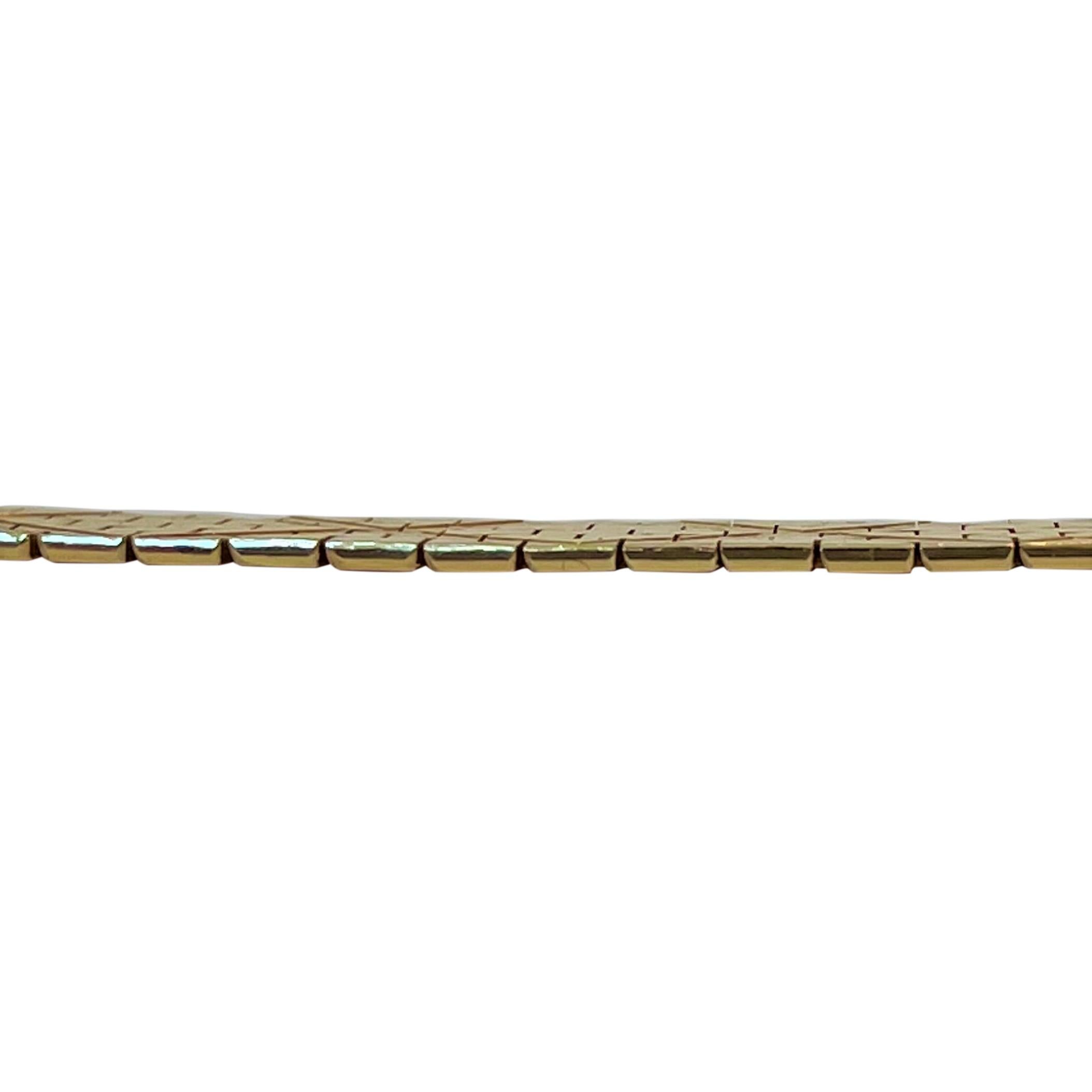 Women's or Men's 14 Karat Yellow Gold Heavy Solid Diamond Cut Brick Link Necklace
