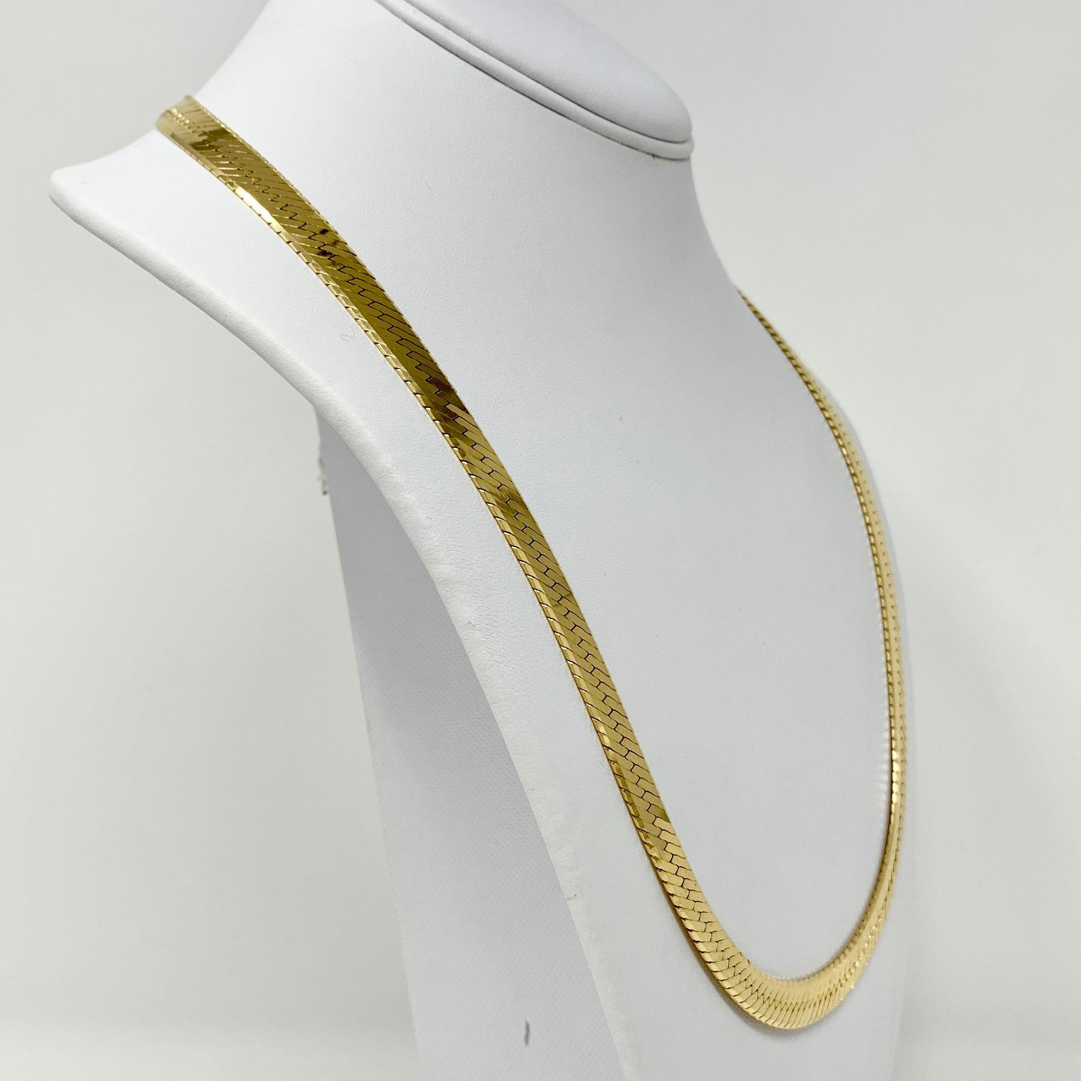 14k Yellow Gold 55.2g Heavy Thick 8mm Herringbone Link Chain Necklace Italy 24