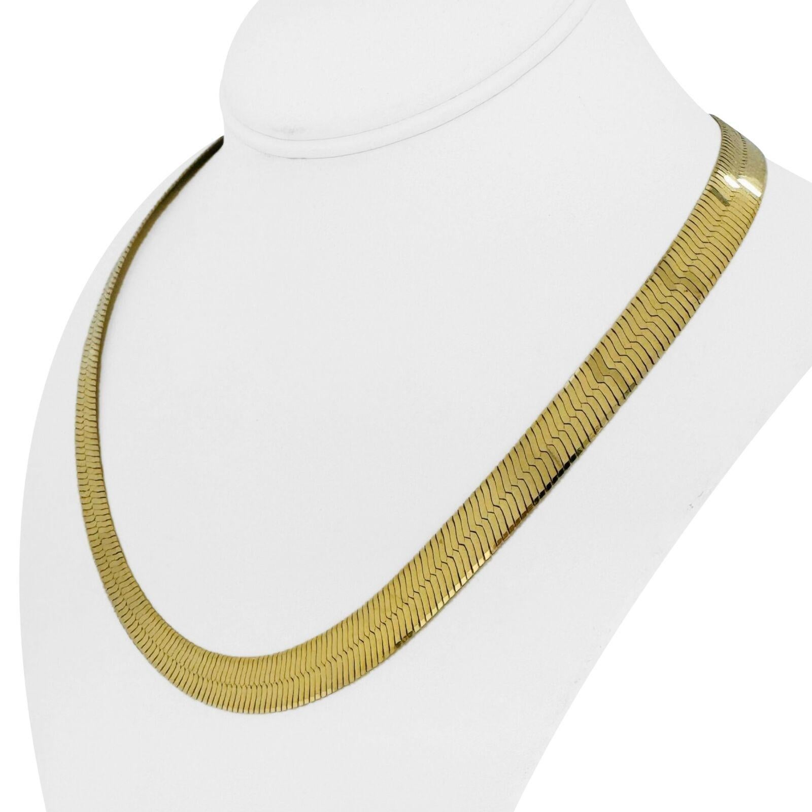 14k Gelbgold 43,5g schwere dicke 10mm Fischgrätenkette Halskette Italien 20