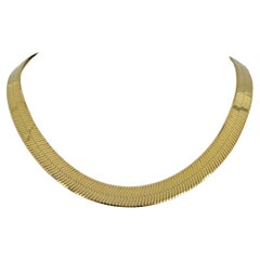 14 Karat Gelbgold Schwere, dicke Fischgräten-Gliederkette, Italien