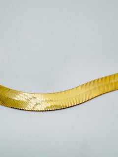 14 Karat Yellow Gold Herringbone Flat Chain, 20 Inches long, 9.8mm Wide