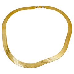 14 Karat Yellow Gold Herringbone Flat Chain, 20 Inches long, 9.8mm Wide