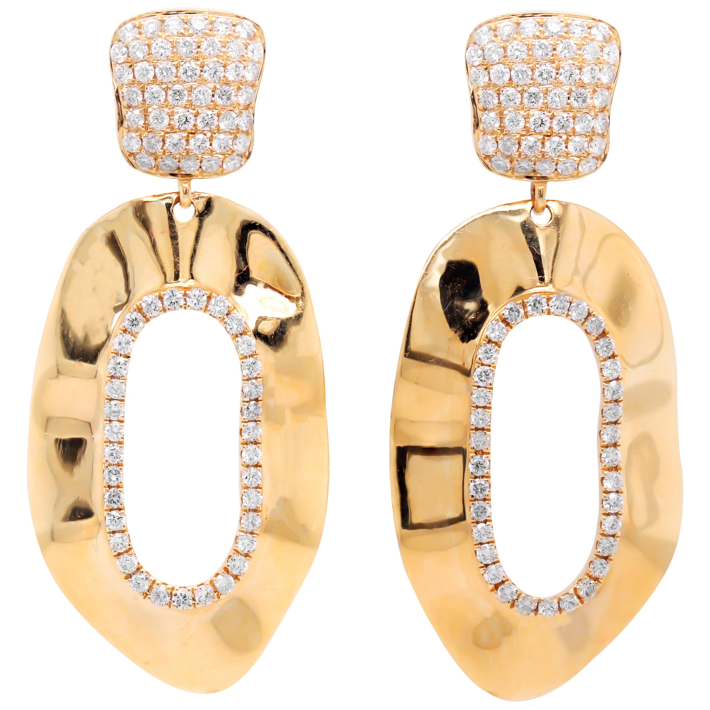 Double Tiered Oval Emeralds Diamonds Drop 14 Karat Yellow Gold Dangle ...
