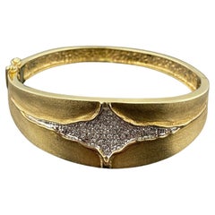 14 Karat Yellow Gold Hinge Diamond Bangle Bracelet