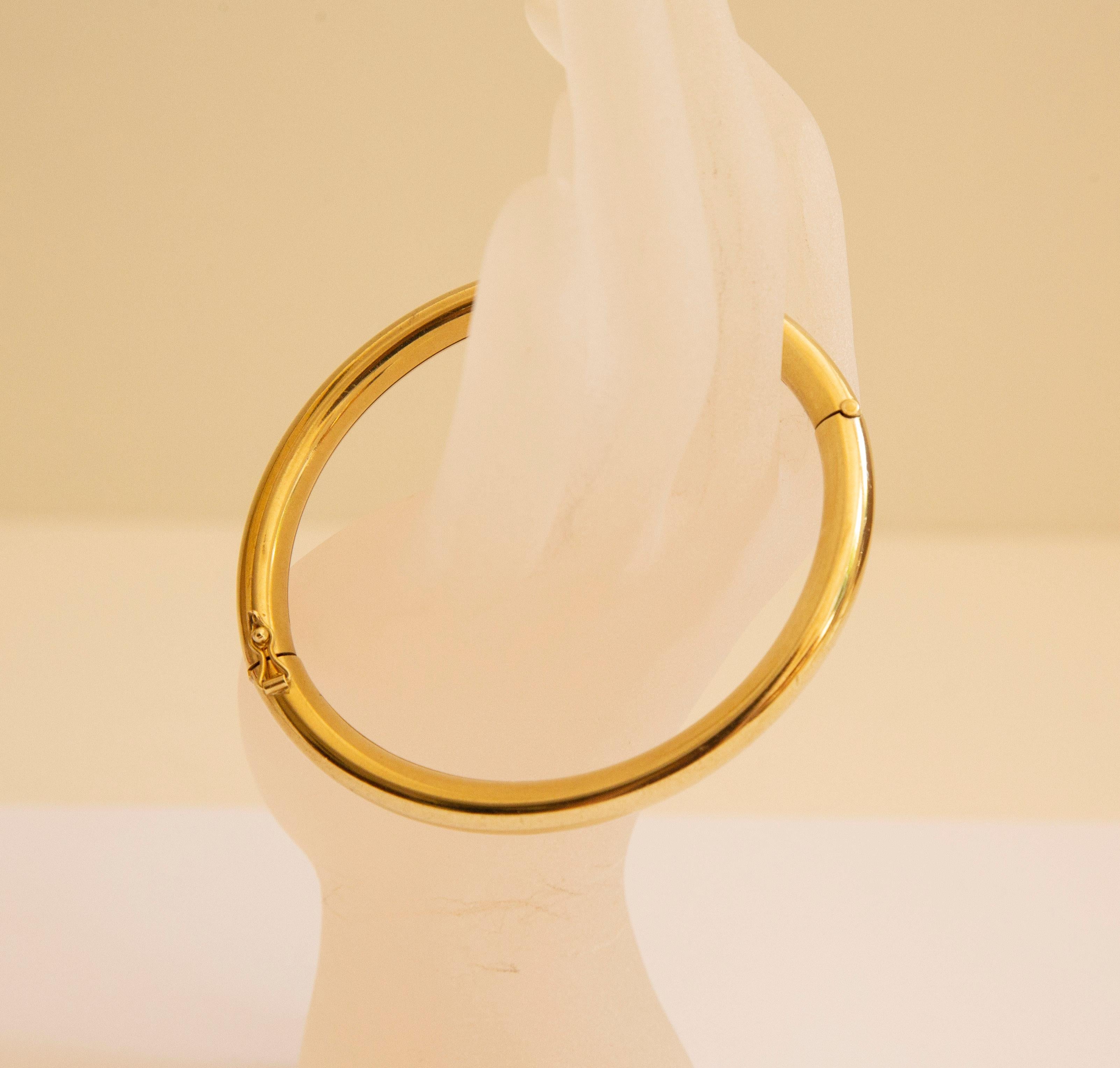 14 Karat Gelbgold Rigid-Armreif mit Scharnier im Angebot 4
