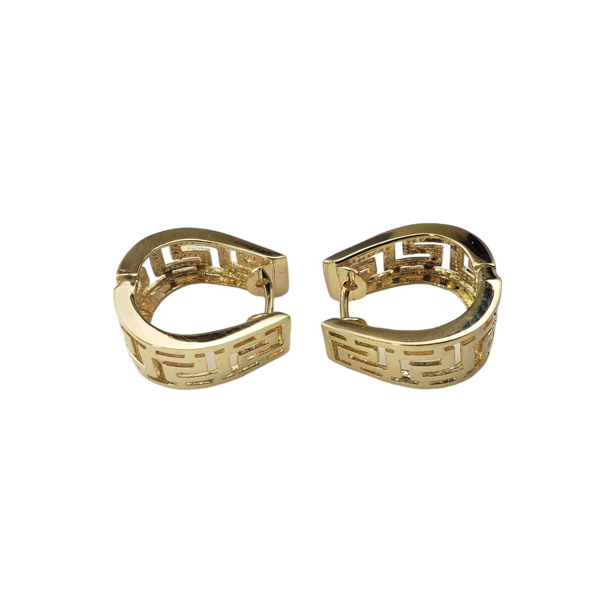 Women's 14 Karat Yellow Gold Hinged Hoop Maze Design Earrings #16920 For Sale