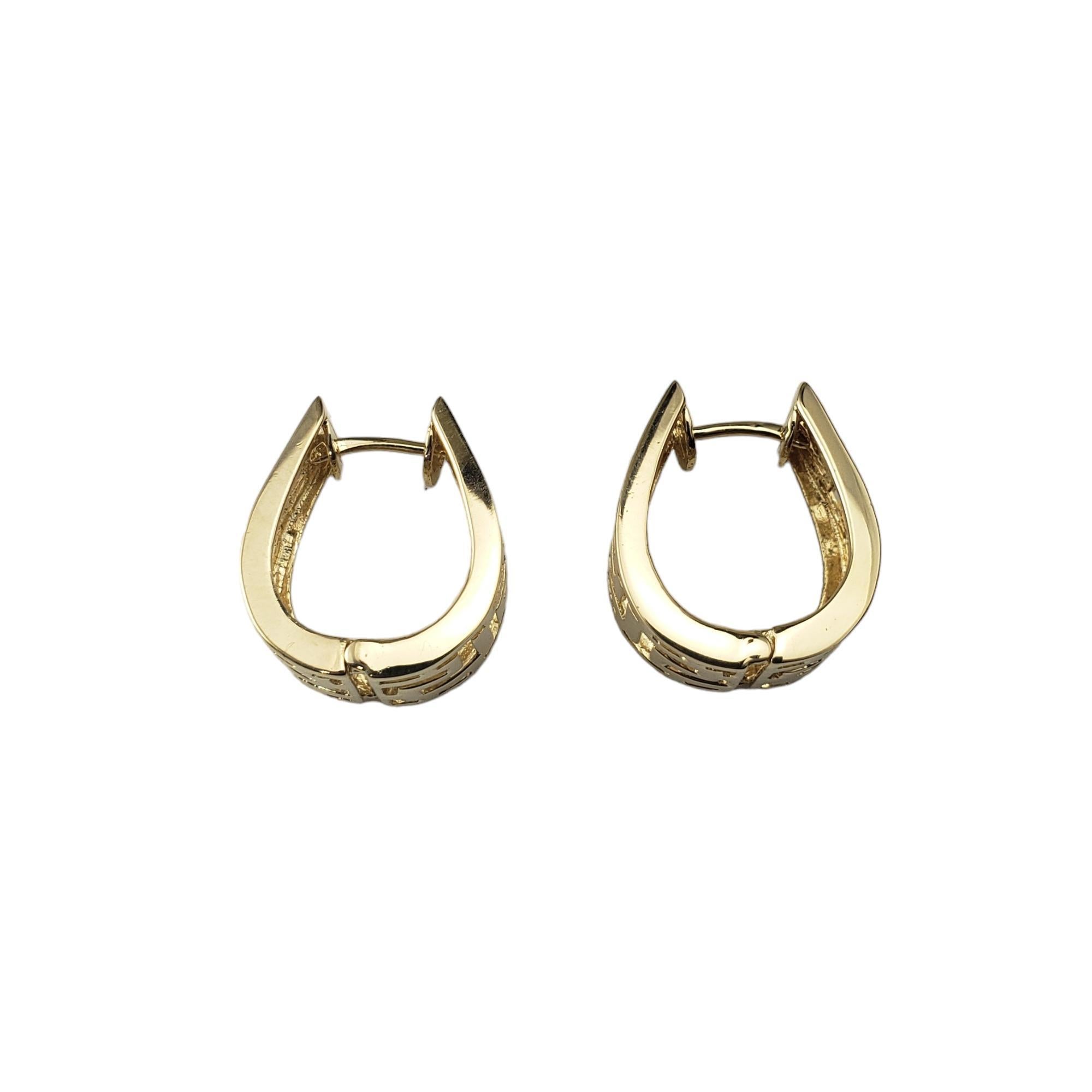 14 Karat Yellow Gold Hinged Hoop Maze Design Earrings #16920 For Sale 1