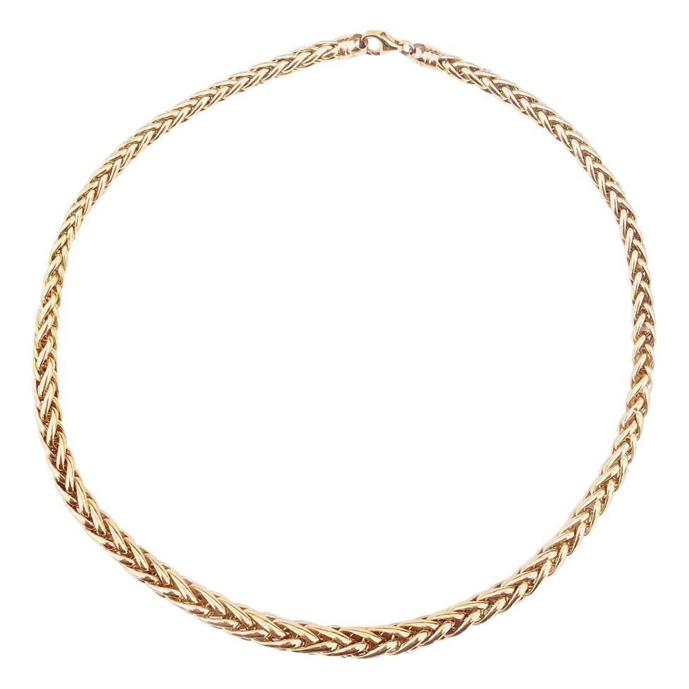 14 Karat Yellow Gold Hollow Braided Woven Link Necklace 11.0gr