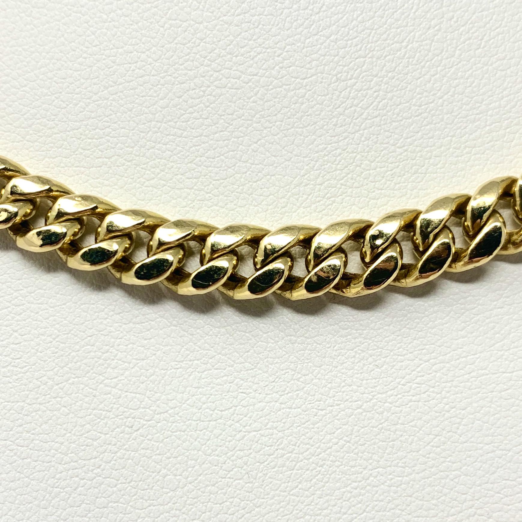 Men's 14 Karat Yellow Gold Hollow Cuban Curb Link Chain Necklace
