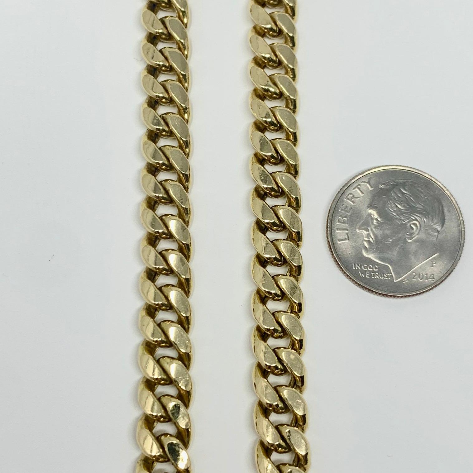 14 Karat Yellow Gold Hollow Cuban Curb Link Chain Necklace 1