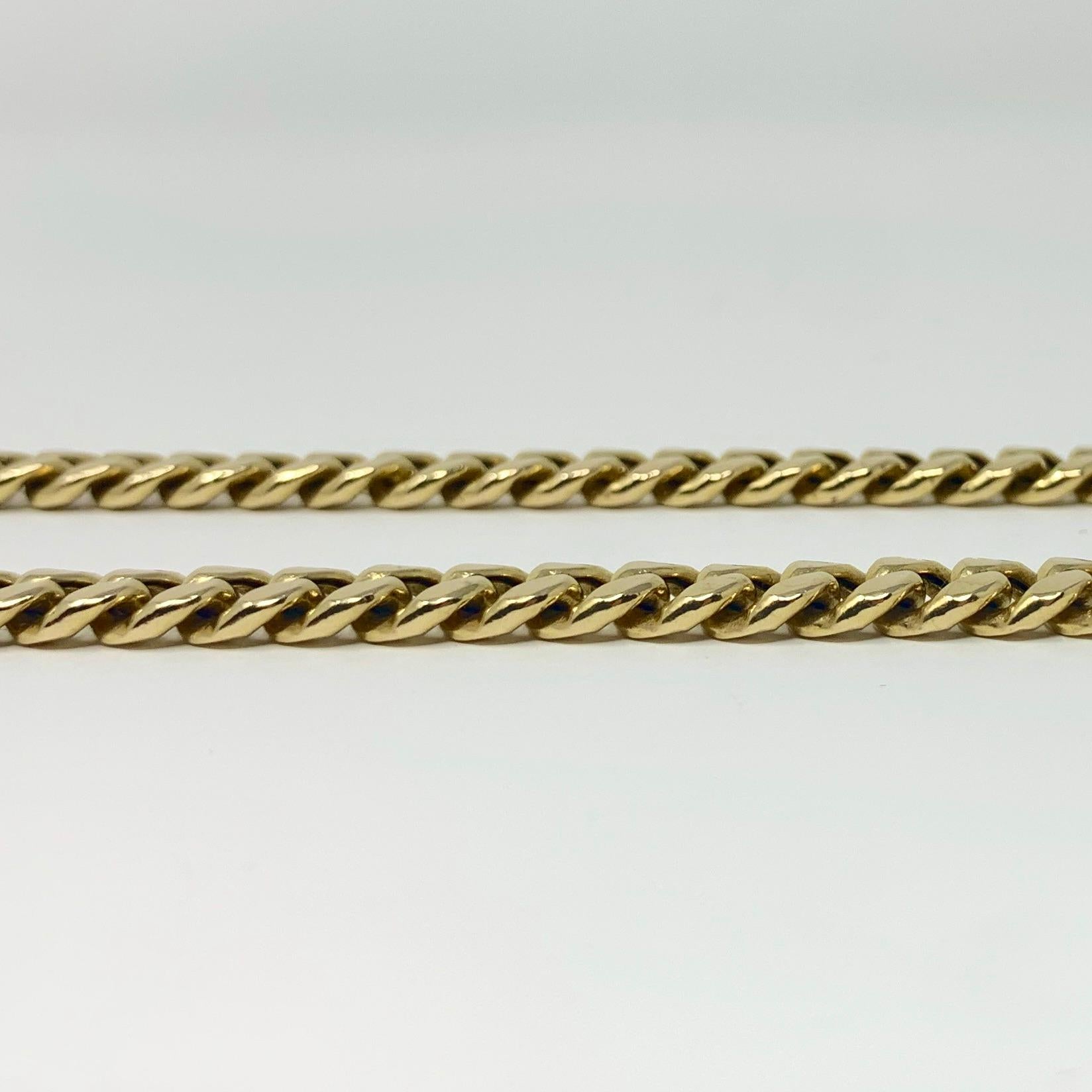 14 Karat Yellow Gold Hollow Cuban Curb Link Chain Necklace 2
