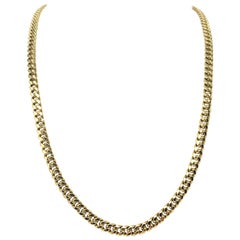 14 Karat Yellow Gold Hollow Cuban Curb Link Chain Necklace