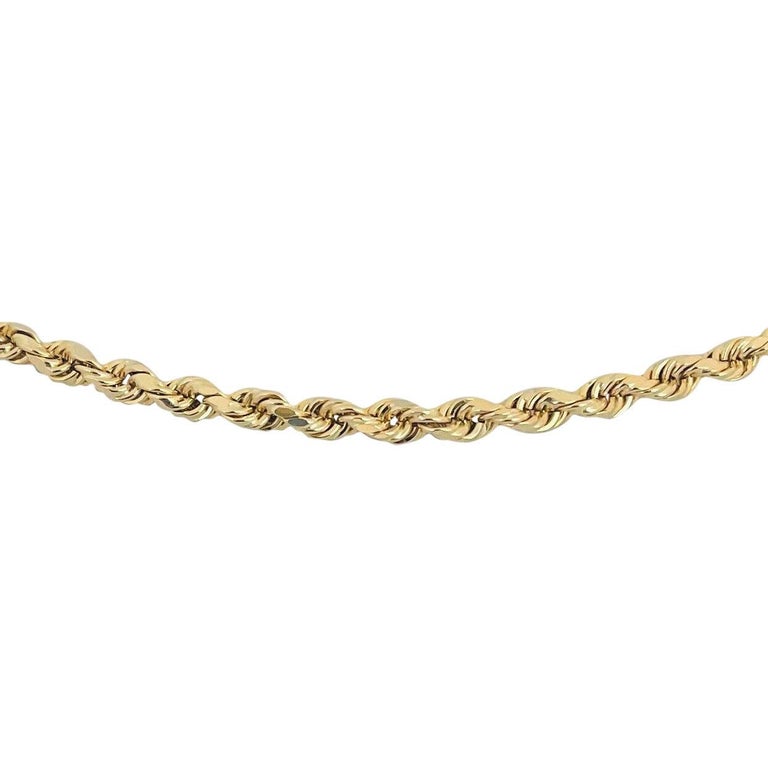 14K Yellow Gold Hollow Diamond Cut Rope Chain (3.2 mm)