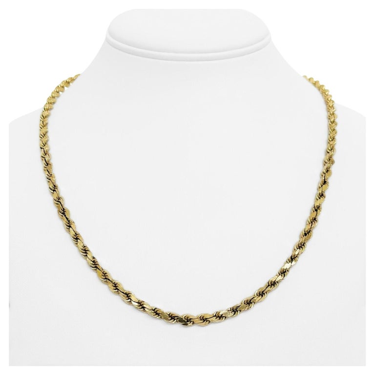 14K Yellow Gold Hollow Diamond Cut Rope Chain (3.2 mm) main image 0