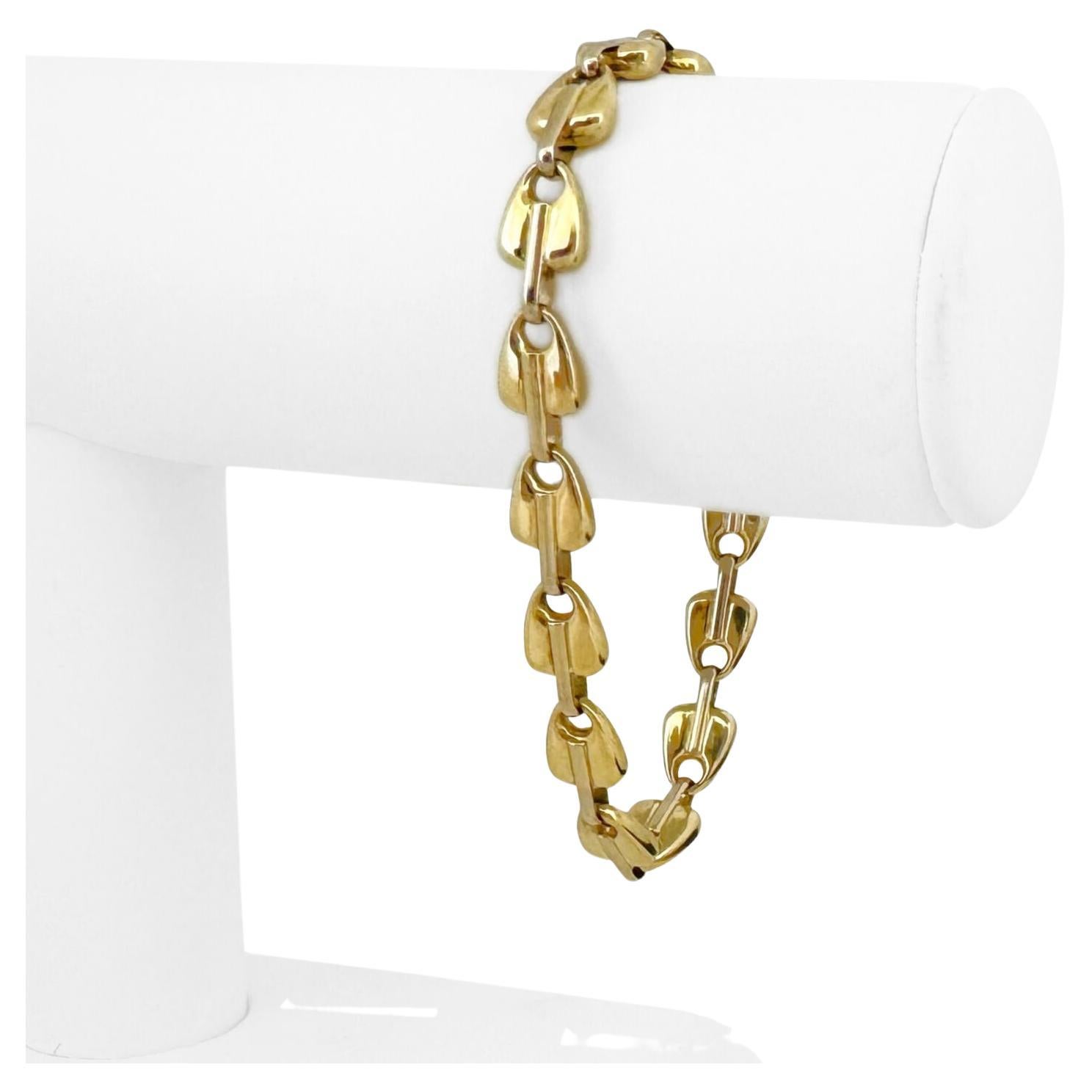 14 Karat Yellow Gold Hollow Fancy Link Bracelet For Sale at 1stDibs