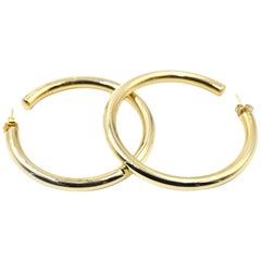 14 Karat Yellow Gold Hollow Hoop Earrings