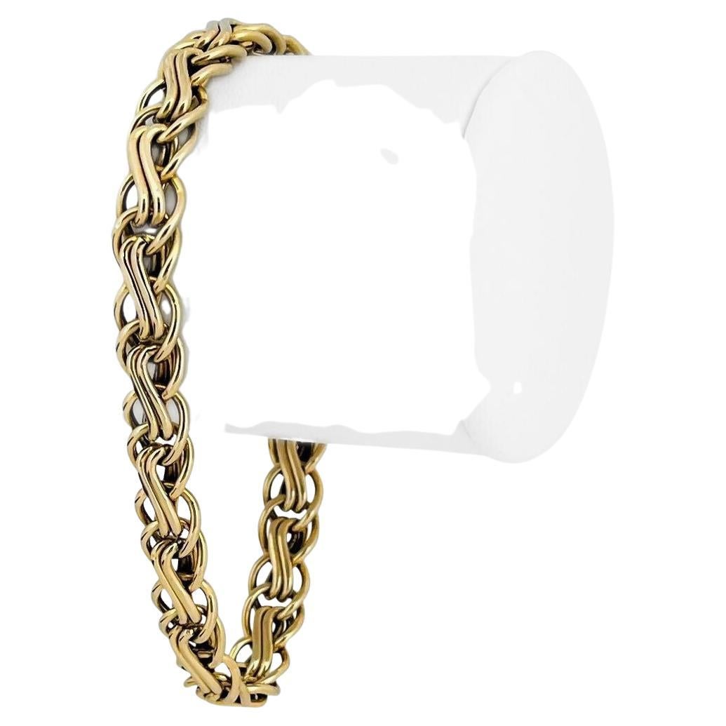 18 Karat Yellow Gold Italian Hollow Link Bracelet For Sale at 1stDibs