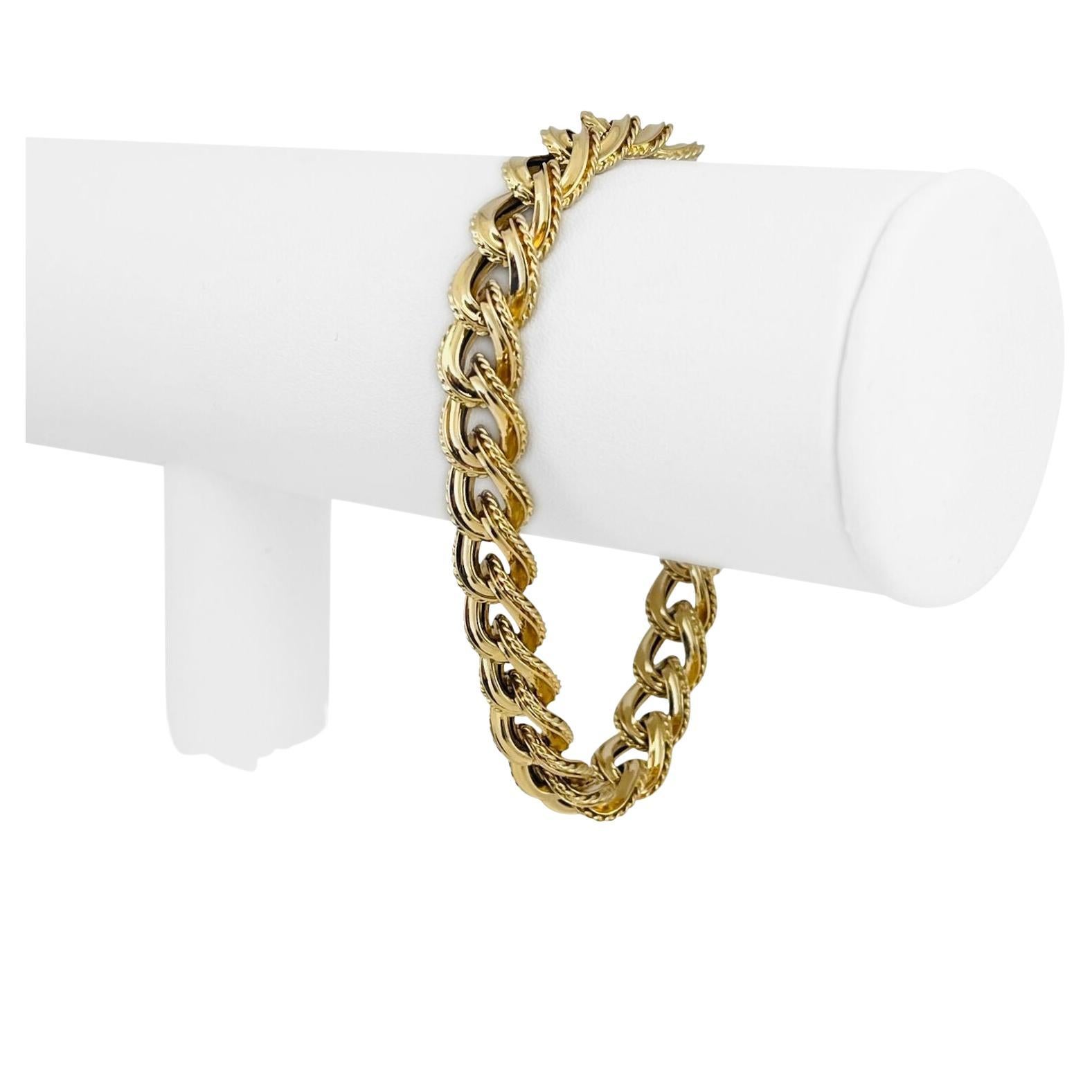 18 Karat Yellow Gold Italian Hollow Link Bracelet For Sale at 1stDibs