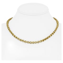 14 Karat Yellow Gold Hollow Ladies Rolo Link Toggle Chain Necklace
