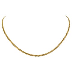 14 Karat Yellow Gold Hollow Light Cuban Curb Link Chain Necklace Italy 