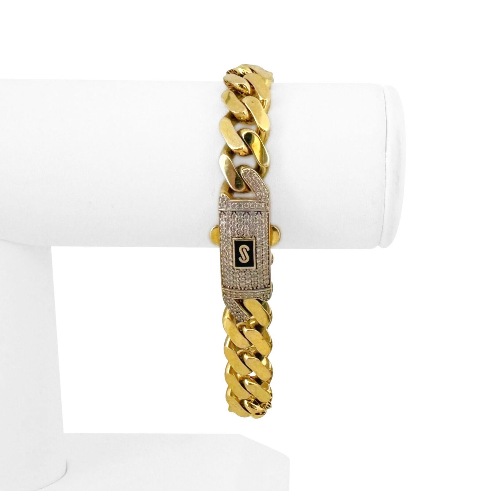 14k Gelbgold 17,4g hohlen Licht 11mm Cuban Link Armband mit CZ Verschluss 8,25