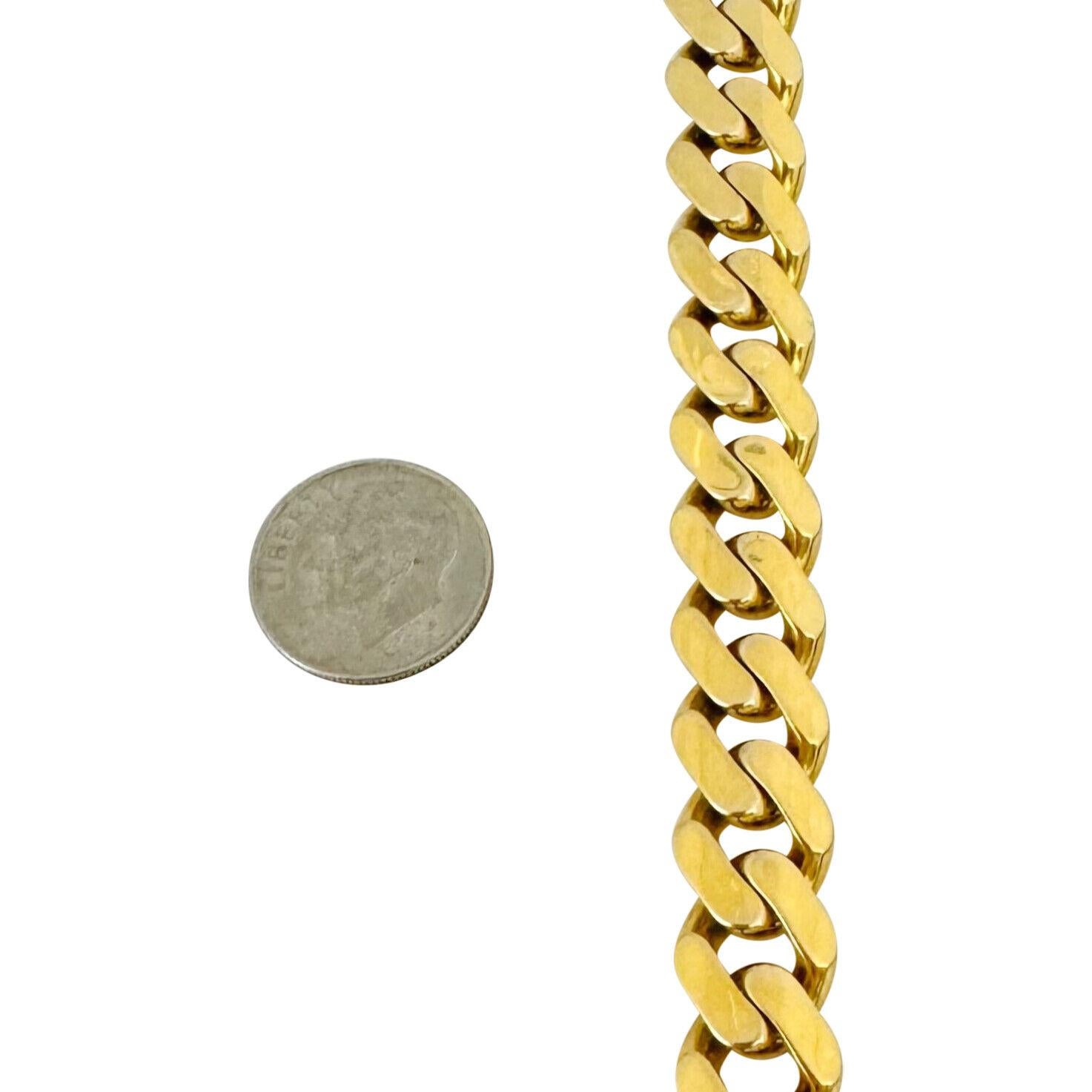 14 Karat Gelbgold Hohl leichtes kubanisches Gliederarmband mit CZ-Verschluss für Damen oder Herren