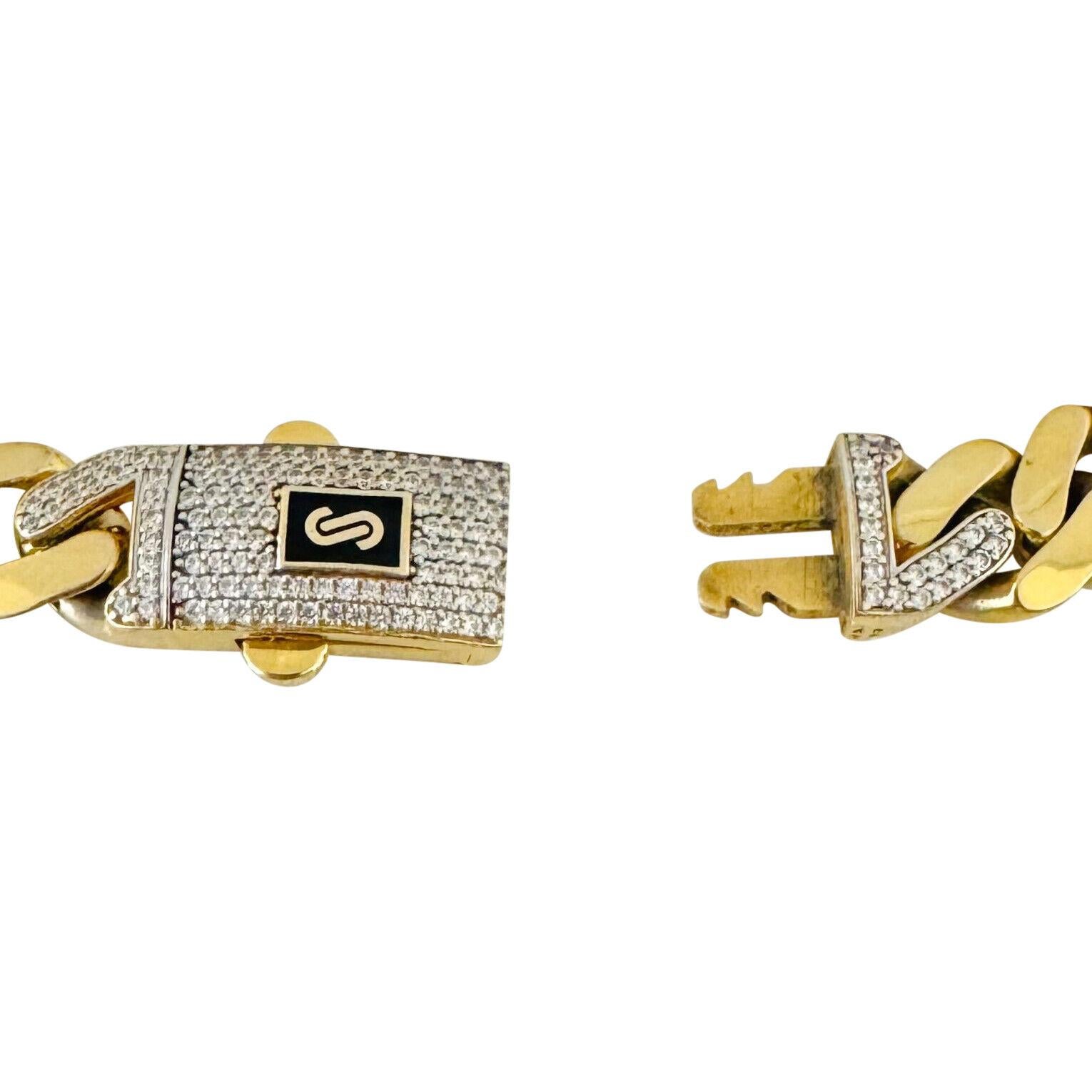 14 Karat Gelbgold Hohl leichtes kubanisches Gliederarmband mit CZ-Verschluss 1