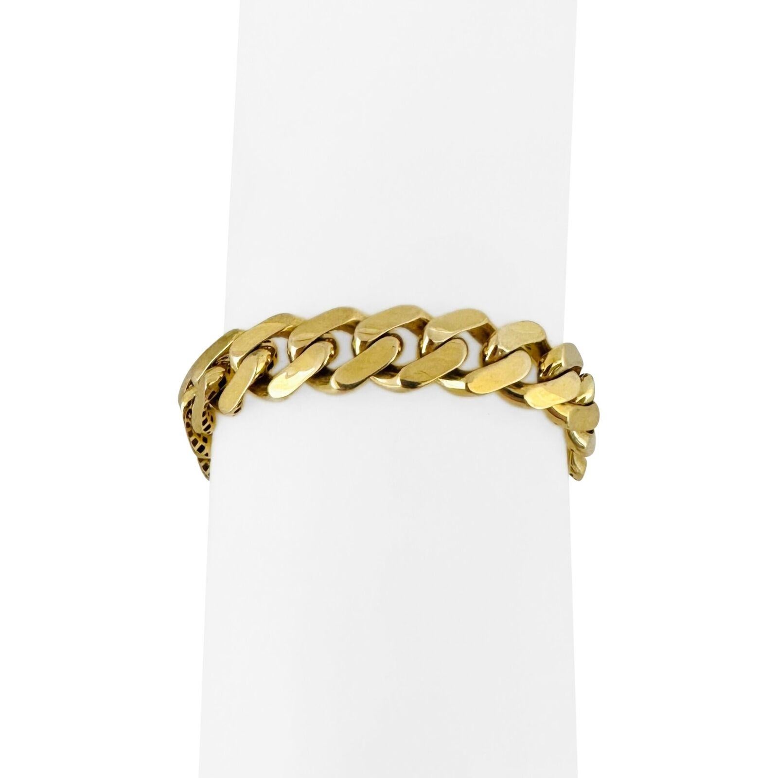 14 Karat Gelbgold Hohl leichtes kubanisches Gliederarmband mit CZ-Verschluss 3