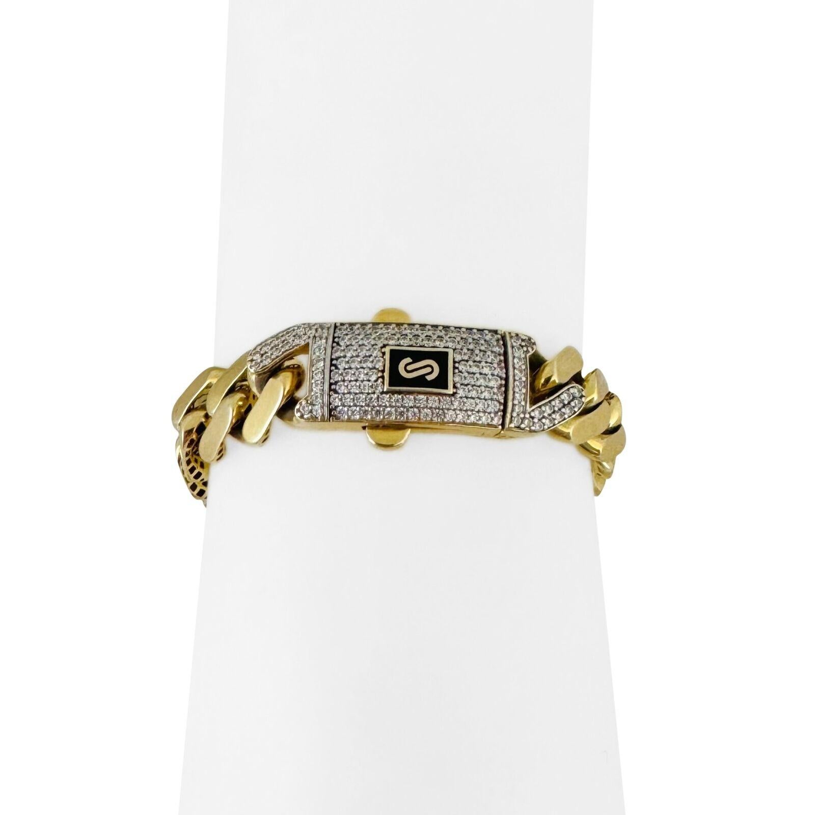 14 Karat Gelbgold Hohl leichtes kubanisches Gliederarmband mit CZ-Verschluss 4