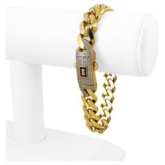 14 Karat Gelbgold Hohl leichtes kubanisches Gliederarmband mit CZ-Verschluss