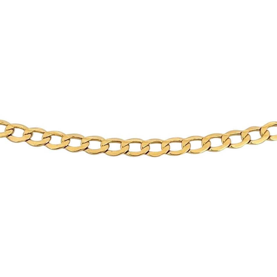14 Karat Yellow Gold Hollow Light Curb Link Chain Necklace In Good Condition In Guilford, CT