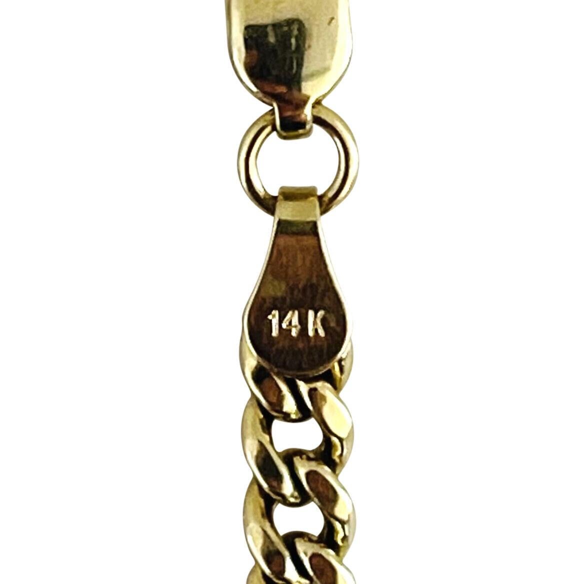 14 Karat Yellow Gold Hollow Light Curb Link Chain Necklace  3