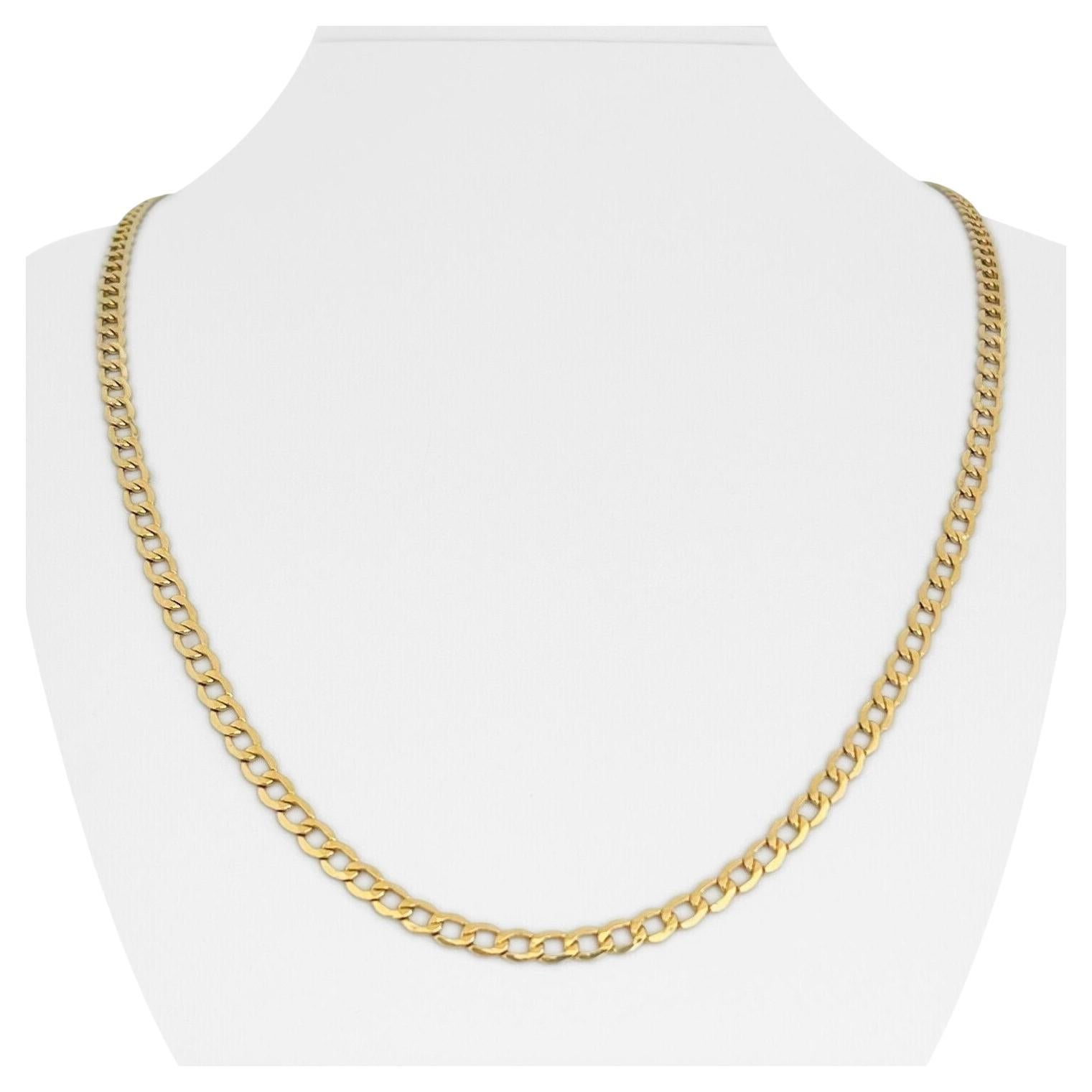 14 Karat Yellow Gold Hollow Light Curb Link Chain Necklace